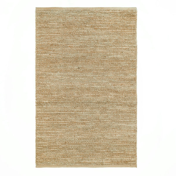 Handmade Textured Area Rug, Natural & Ivory Jute Hemp Loop Rug, Modern Minimalist Home Decor, Sustainable