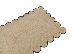 Natural Jute Scallop Rug with Black Edge
