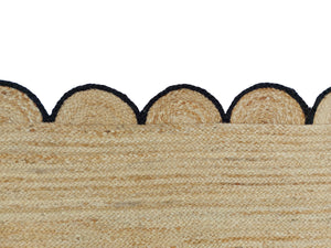 Natural Jute Scallop Rug with Black Edge