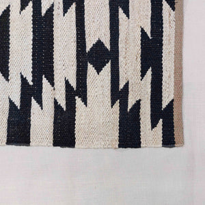 Handwoven Natural Black & Ivory Geometric Area Rug, Modern Tribal Flatweave Rug 5'X8' ft