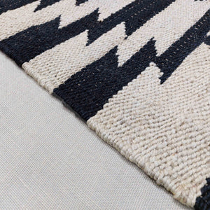 Handwoven Natural Black & Ivory Geometric Area Rug, Modern Tribal Flatweave Rug 5'X8' ft