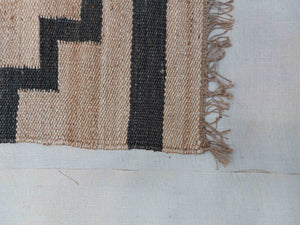Handwoven Jute Hemp Runner Rug | Black Geometric Area Hallway Rug | Entryway Runner