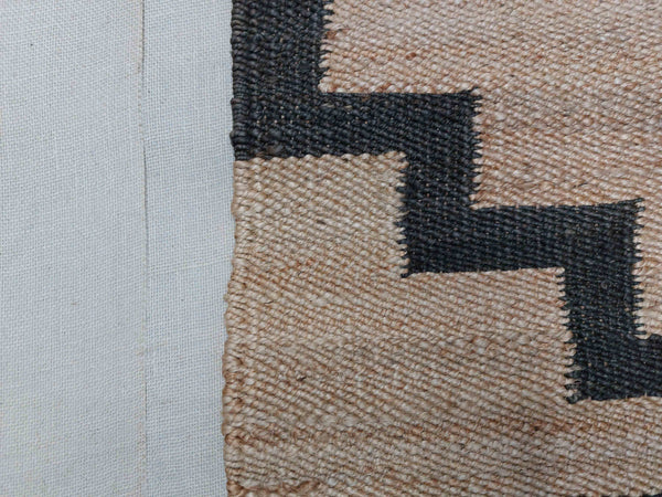 Handwoven Jute Hemp Runner Rug | Black Geometric Area Hallway Rug | Entryway Runner