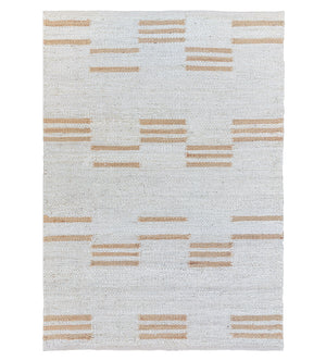Seedhi Striped Natural Jute Boho Area Rug, Off White