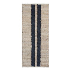 Natural Black Stripe Hallway Runner- Handwoven Jute Hemp Area Rug