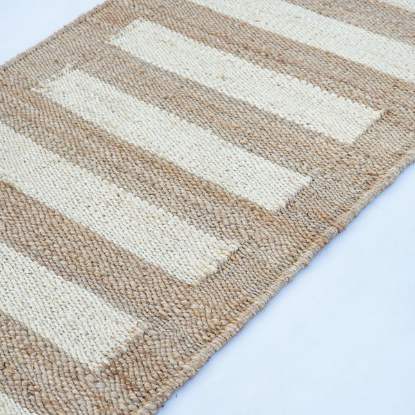 Rustic Jute Hemp Hallway Runner Rug-Natural & Ivory Entryway Rug