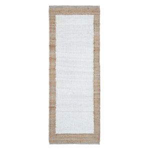 Handwoven Natural Jute Border Runner Rug- Boho Hemp Area Rug 2.5' x 6' ft