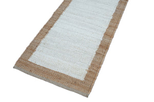 Handwoven Natural Jute Border Runner Rug- Boho Hemp Area Rug 2.5' x 6' ft
