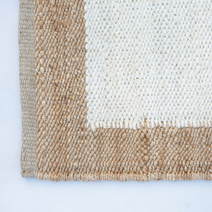 Handwoven Natural Jute Border Runner Rug- Boho Hemp Area Rug 2.5' x 6' ft