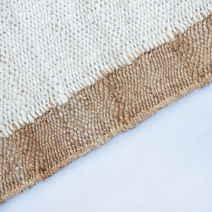 Handwoven Natural Jute Border Runner Rug- Boho Hemp Area Rug 2.5' x 6' ft