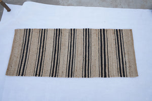 Black Handwoven Hemp Jute Rug, Bohemian Area Rug 2.5'X6' ft