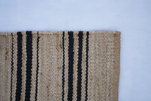Black Handwoven Hemp Jute Rug, Bohemian Area Rug 2.5'X6' ft
