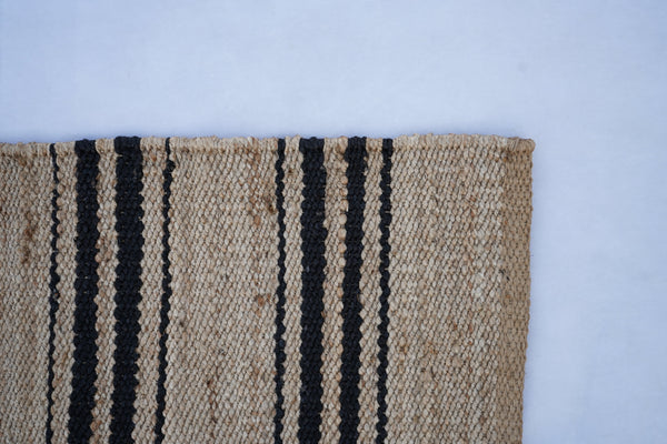Black Handwoven Hemp Jute Rug, Bohemian Area Rug 2.5'X6' ft