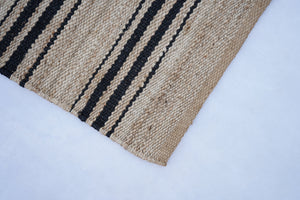 Black Handwoven Hemp Jute Rug, Bohemian Area Rug 2.5'X6' ft
