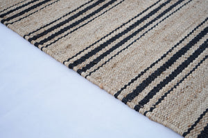 Black Handwoven Hemp Jute Rug, Bohemian Area Rug 2.5'X6' ft