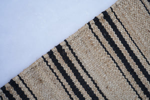 Black Handwoven Hemp Jute Rug, Bohemian Area Rug 2.5'X6' ft