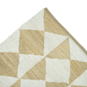 Handmade Geometric Jute Area Rug- Natural & Ivory Diamond Pattern Runner, Modern Boho Floor Rug 2.5 X 6 ft