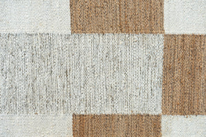 Natural Block Handwoven Jute Rug, Natural Ivory