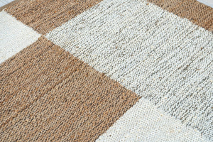 Natural Block Handwoven Jute Rug, Natural Ivory
