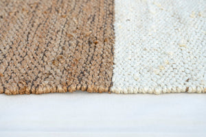 Natural Block Handwoven Jute Rug, Natural Ivory