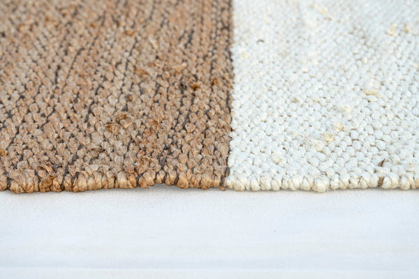 Natural Block Handwoven Jute Rug, Natural Ivory