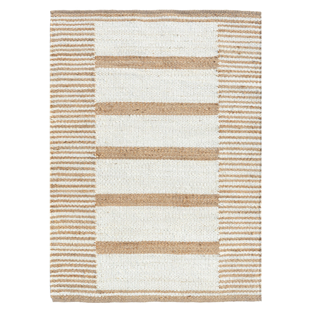 Checkered Stripe Handwoven Jute Rug, Natural Ivory