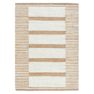 Checkered Stripe Handwoven Jute Rug, Natural Ivory