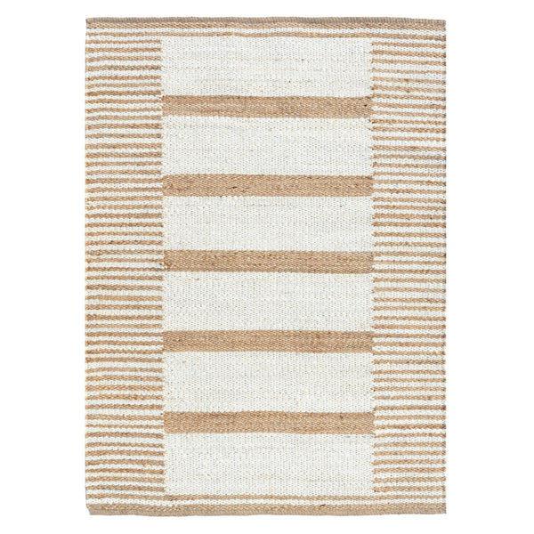Checkered Stripe Handwoven Jute Rug, Natural Ivory