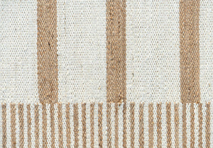 Checkered Stripe Handwoven Jute Rug, Natural Ivory