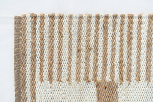 Checkered Stripe Handwoven Jute Rug, Natural Ivory