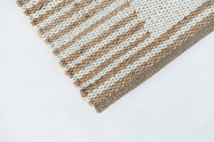 Checkered Stripe Handwoven Jute Rug, Natural Ivory