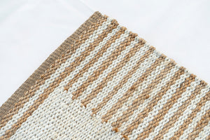 Checkered Stripe Handwoven Jute Rug, Natural Ivory