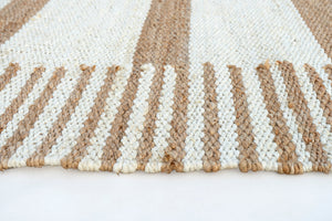 Checkered Stripe Handwoven Jute Rug, Natural Ivory