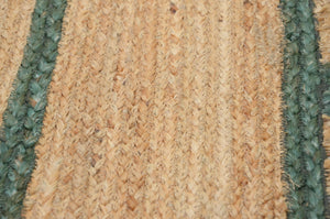 Natural Jute Scallop Rug with Green Trim