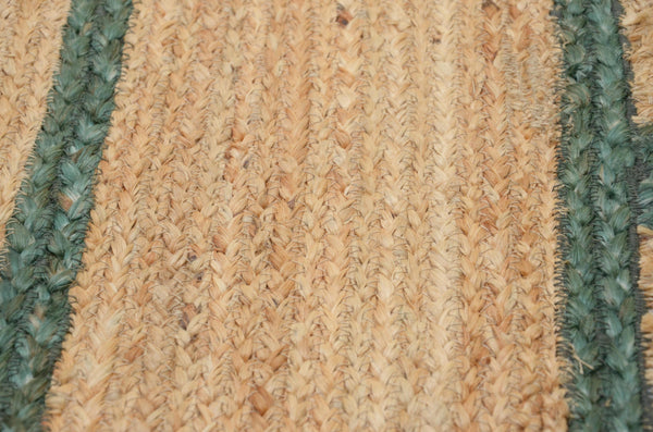 Natural Jute Scallop Rug with Green Trim