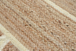 Natural Jute Scallop Rug with Off White Trim