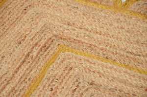 Natural Jute Scallop Rug with Yellow Trim