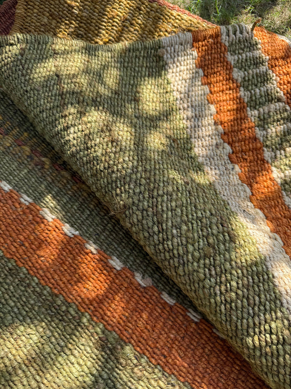 Handwoven Earth Tone Striped Jute Rug 5X7- Rustic Artisan Floor Carpet