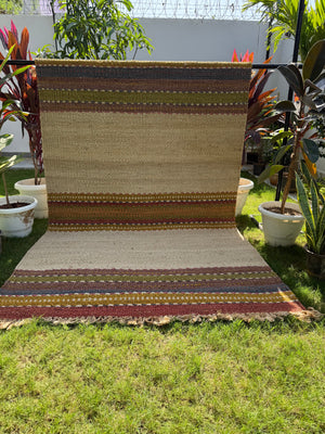 Handwoven Jute Hemp Rug 5X8 - Eco-friendly Woven Textured Rug, Sustainable Boho Decor