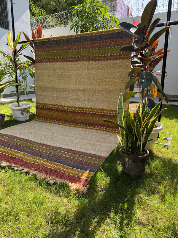 Handwoven Jute Hemp Rug 5X8 - Eco-friendly Woven Textured Rug, Sustainable Boho Decor
