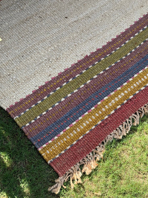Handwoven Jute Hemp Rug 5X8 - Eco-friendly Woven Textured Rug, Sustainable Boho Decor