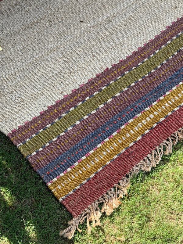 Handwoven Jute Hemp Rug 5X8 - Eco-friendly Woven Textured Rug, Sustainable Boho Decor