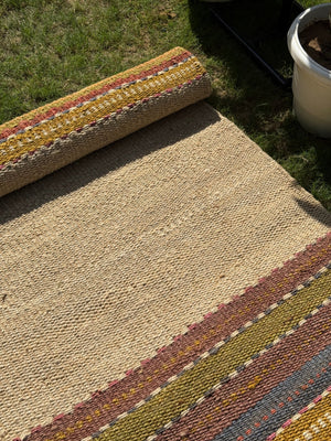 Handwoven Jute Hemp Rug 5X8 - Eco-friendly Woven Textured Rug, Sustainable Boho Decor
