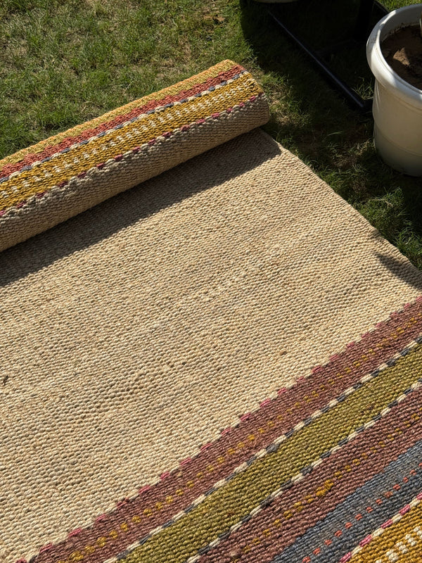 Handwoven Jute Hemp Rug 5X8 - Eco-friendly Woven Textured Rug, Sustainable Boho Decor