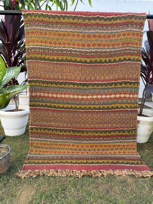 Handwoven Multicolor Jute Rug Runner, Bohemian Area Rug 3X5, Home & Living Room Decor