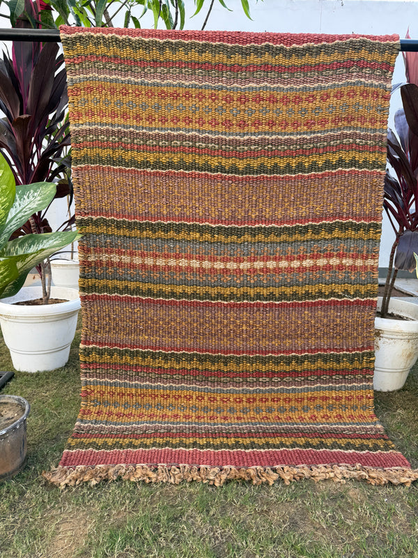 Handwoven Multicolor Jute Rug Runner, Bohemian Area Rug 3X5, Home & Living Room Decor