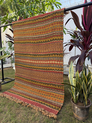 Handwoven Multicolor Jute Rug Runner, Bohemian Area Rug 3X5, Home & Living Room Decor