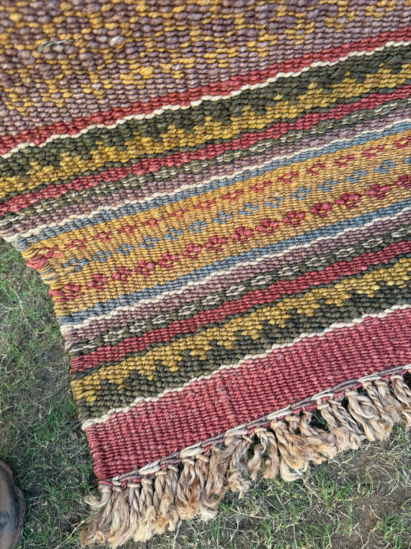 Handwoven Multicolor Jute Rug Runner, Bohemian Area Rug 3X5, Home & Living Room Decor