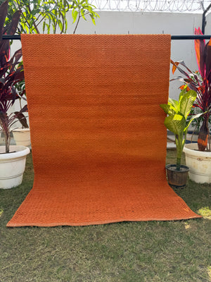 Terracotta Handwoven Jute Rug 4X6 - Diamond Textured Area Rug