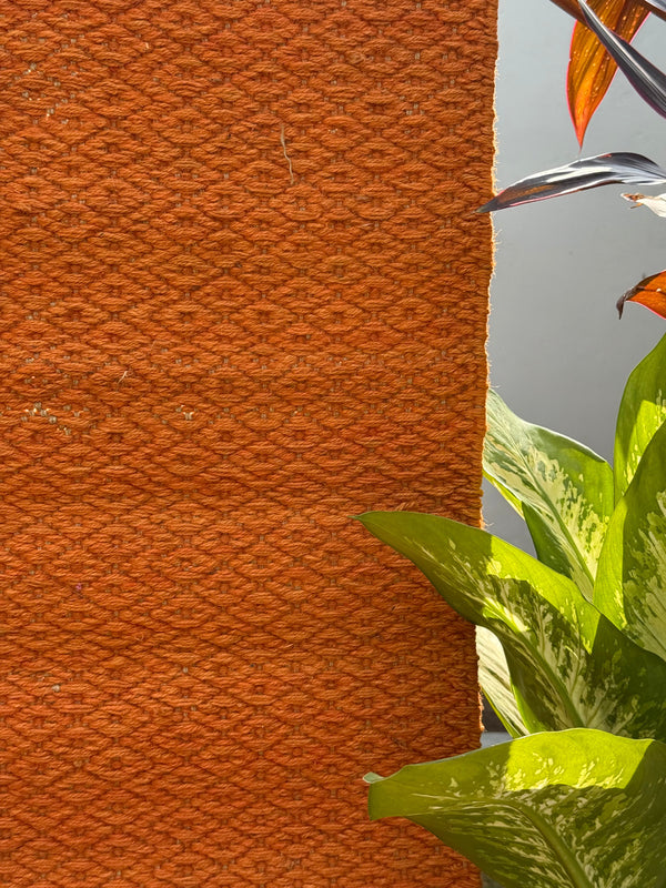 Terracotta Handwoven Jute Rug 4X6 - Diamond Textured Area Rug
